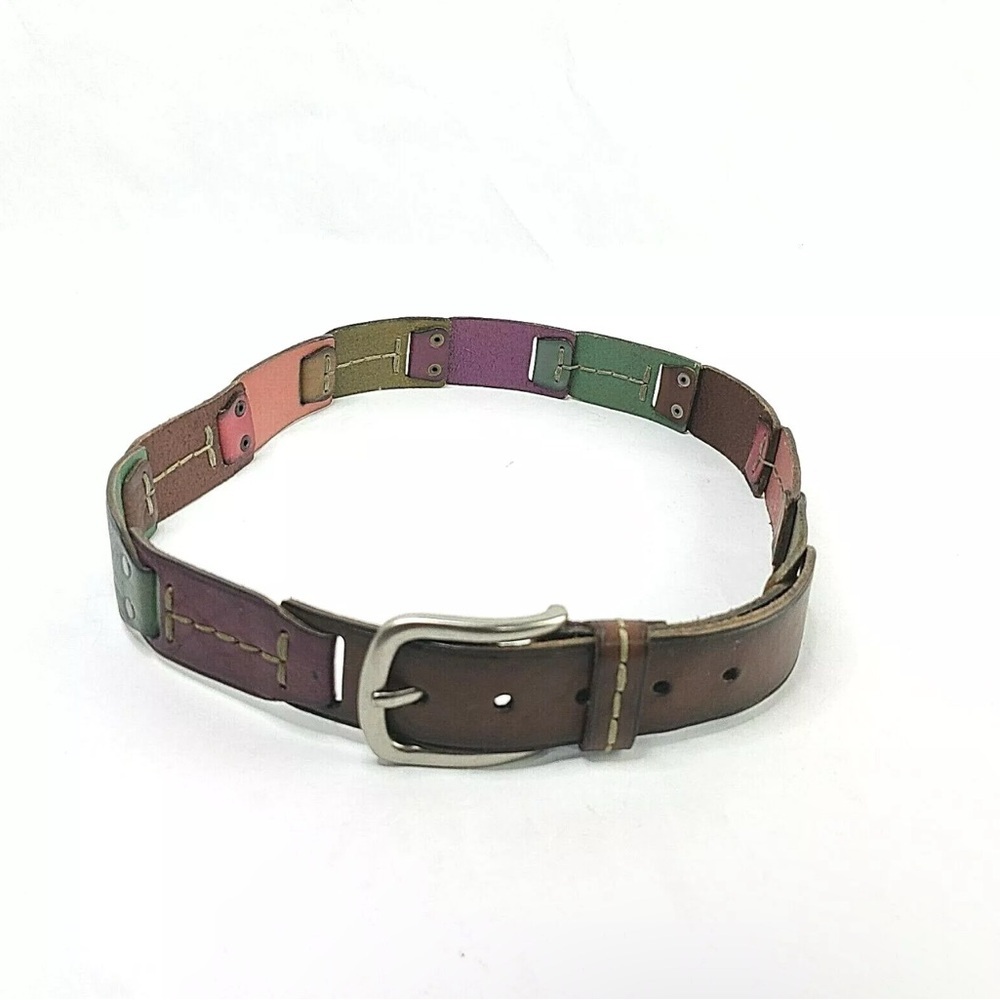 Fossil Woman Belt Size M Genuine Leather Segmented Multicolor